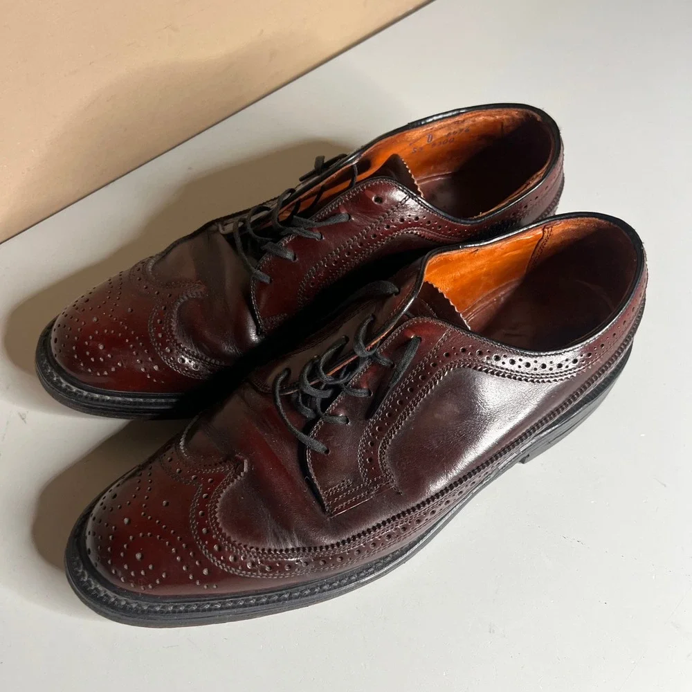 British Walkers Mens 9 D Burgundy Leather Longwing Brogue Oxford Shoes 5496